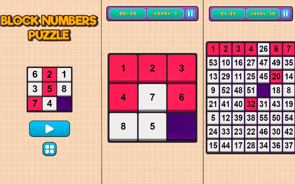 Block Numbers Puzzle - play online