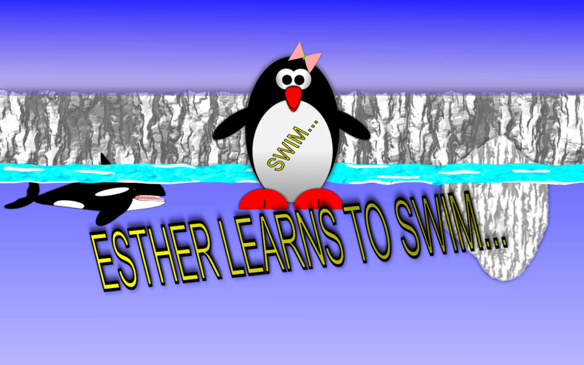 Esther the penguin. Learn to swim. - Racing game